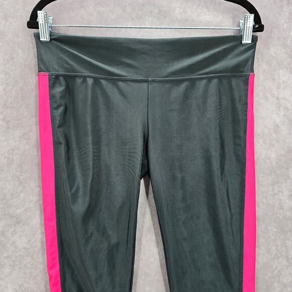 Gray Pink Active Crop Capri Stretch Sports Bottoms Leggings Pants L Large - Picture 3 of 7